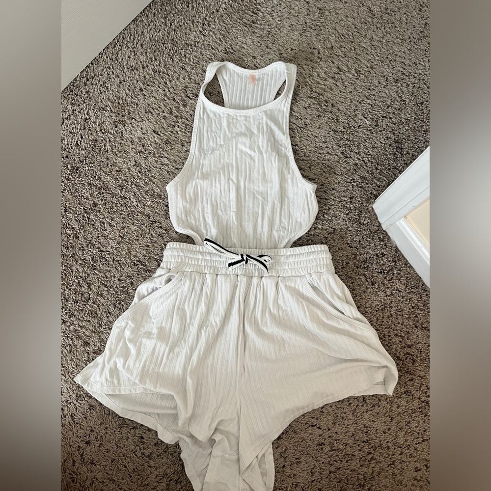 Free People Movement open back white romper
